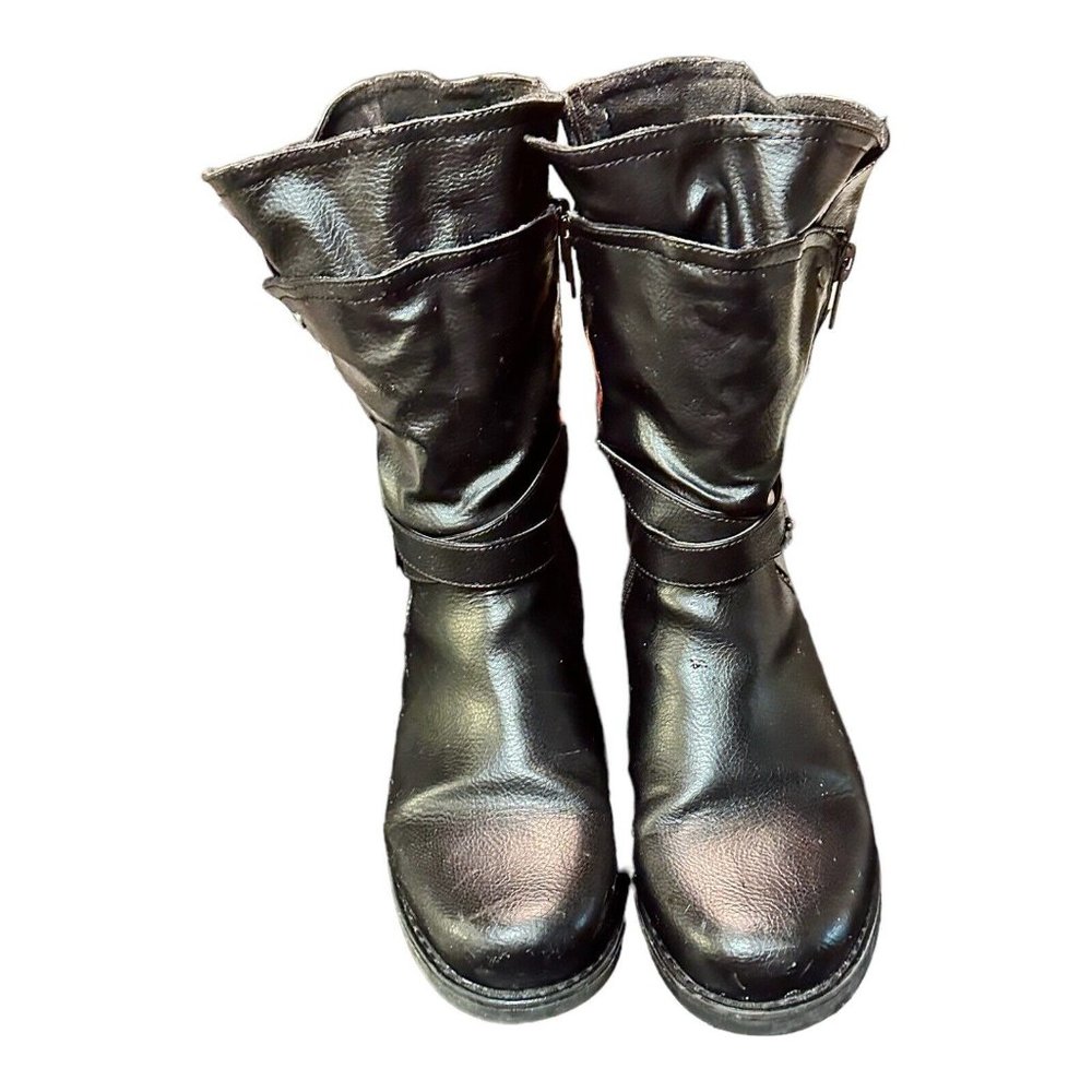Torrid Womens Boots Wide Black Pebble Faux Leather Strap Motorcycle Boot 10.5 WW